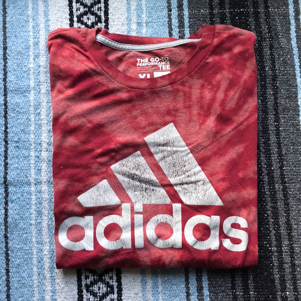 Adidas tee, Size XL, Bleach dyed, Well warn!